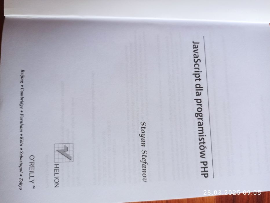 Sprzedam dobrą książkę JavaScript dla programistów PHP Stoyan Stefanov