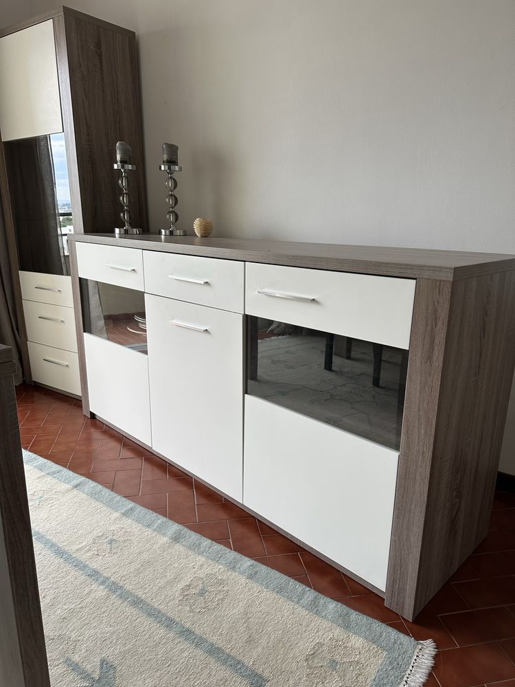 Aparador modelo Paris - Cinza/Branco