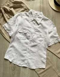 Льняная блузка, лляна блуза, рубашка с коротким рукавом, тенниска