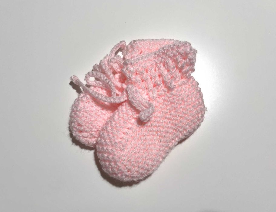 Botinhas Tricot Bebé Cor-de-Rosa