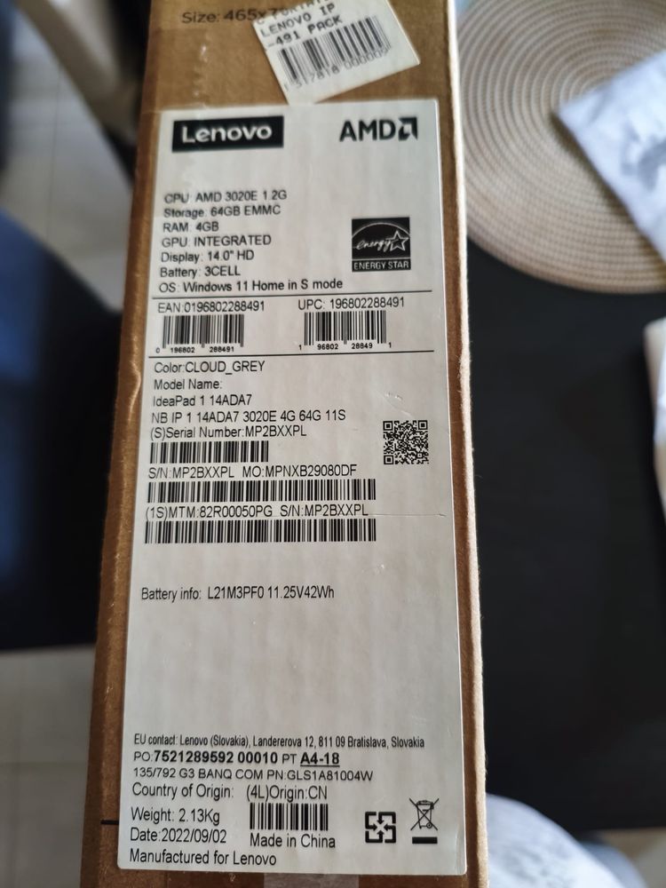 Portartil Lenovo NOVO em caixa
