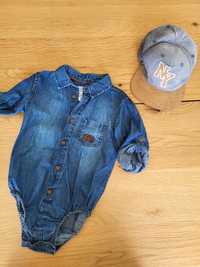 Koszula body jeansowa Reserved r.92 czapka z daszkiem full cup H&M 98