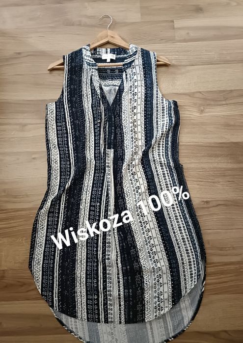 Sukienka damska bez rękawów na lato letnia luźna wiskoza S M