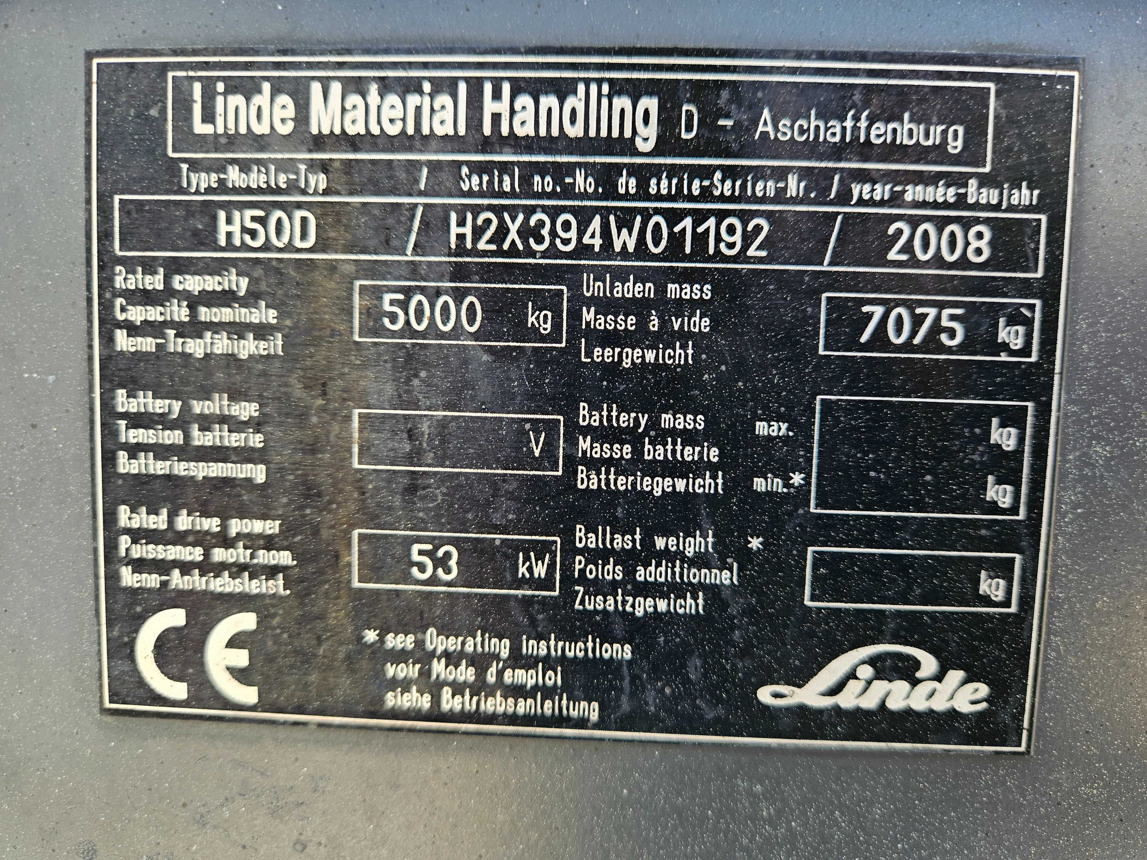 Wózek widłowy LINDE  H50D 5T Diesel– sprawny, gotowy do pracy 2008 rok