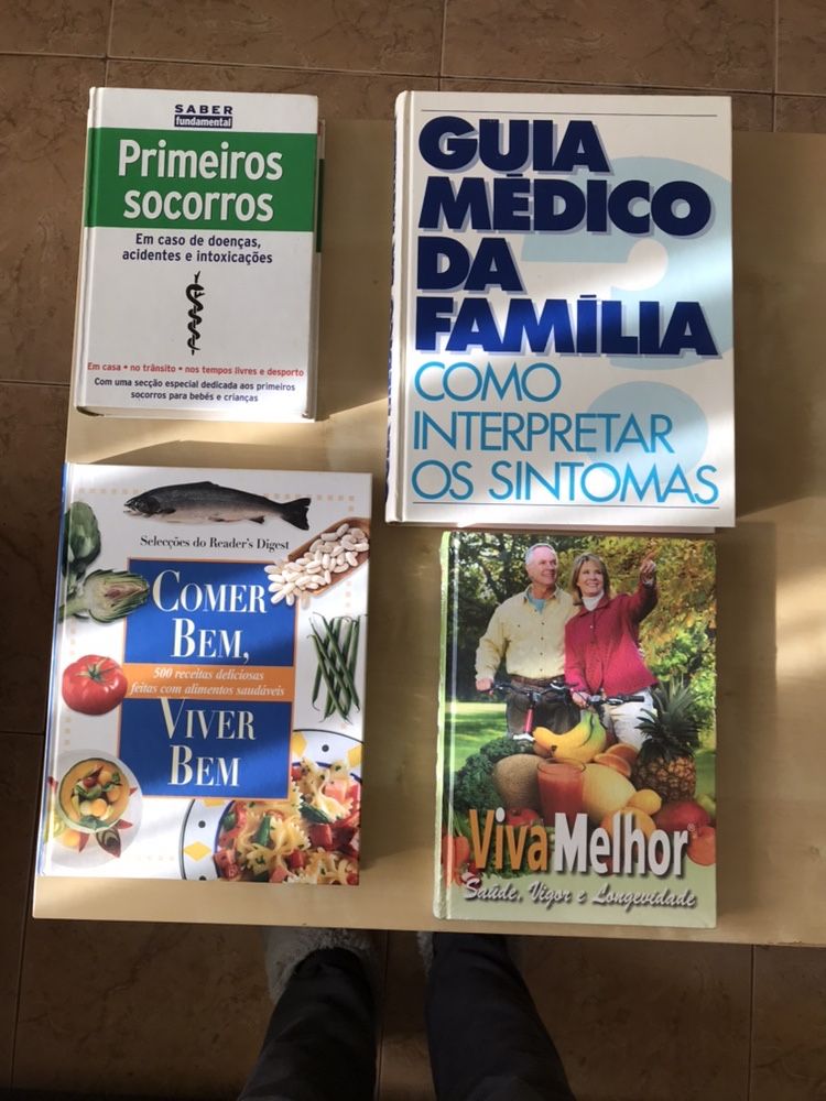 Lote Livros: Viva Melhor, Primeiros Socorros, Guia Médico de Família