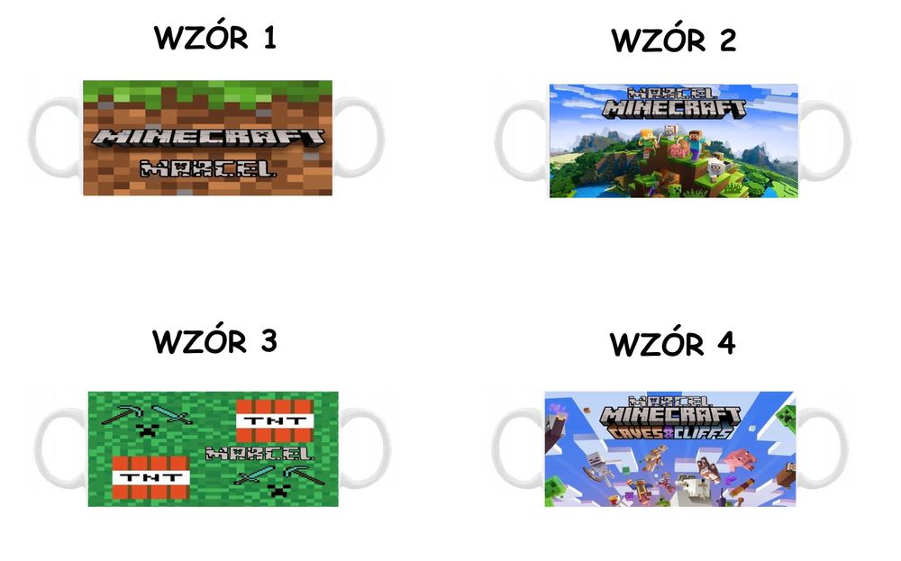 Kubek z nadrukiem Minecraft, różne wzory plus imię
