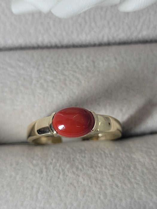 Złoty pierścionek z czerwonym kamieniem próba 585  sklep