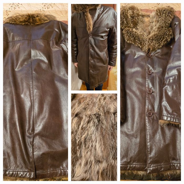 Куртка чоловіча/ напівпальто шкіра хутро