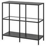 regał/szafka RTV ikea Vittsjoe czarnybrąz/szkło 100x93 cm