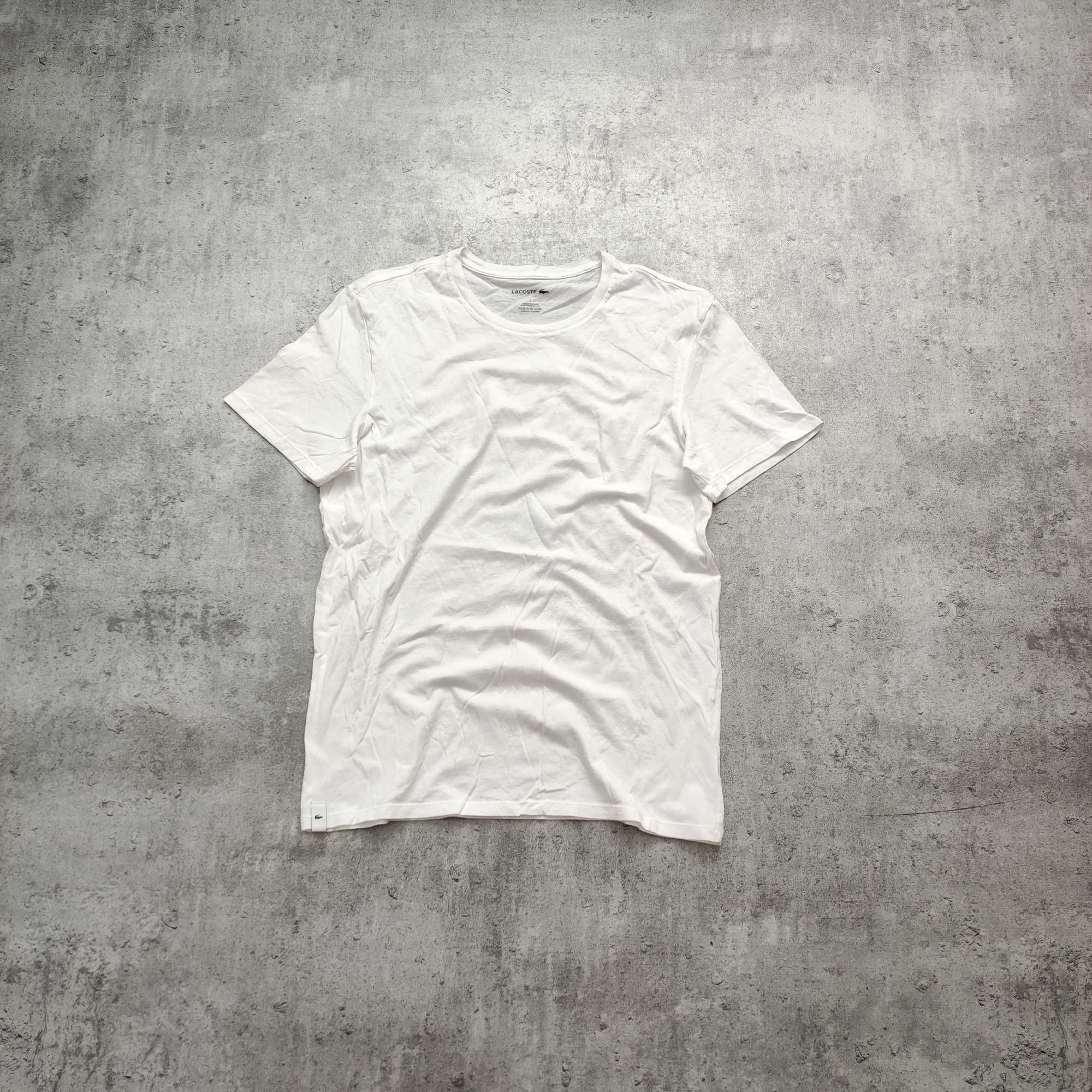 MĘSKA Koszulka Bawełna Basic Podkoszulek Slim Lacoste Biała PREMIUM
