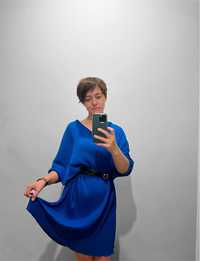 Плаття шифонове плісироване синє