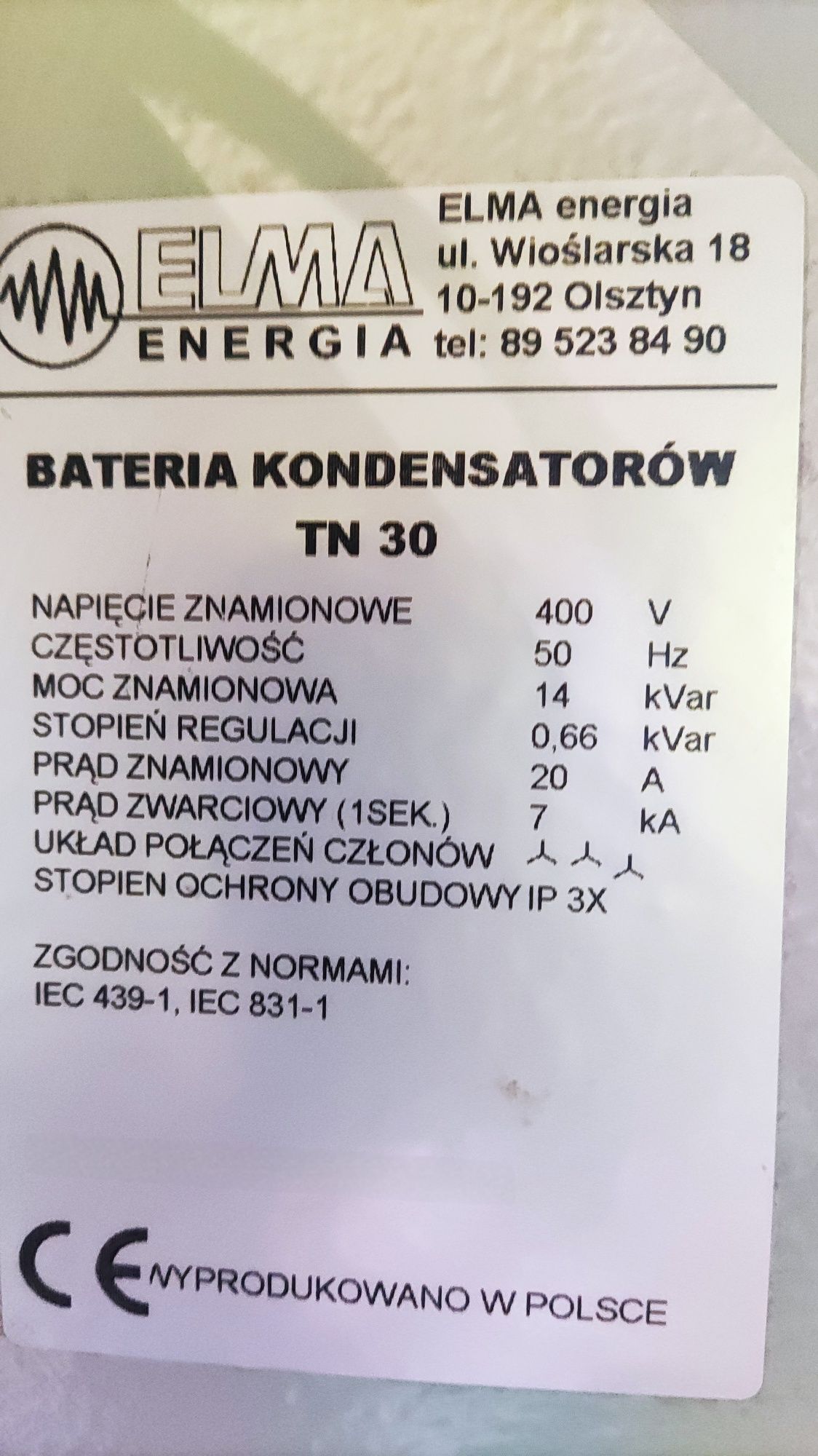 Bateria kondensatorów,kompensator mocy biernej