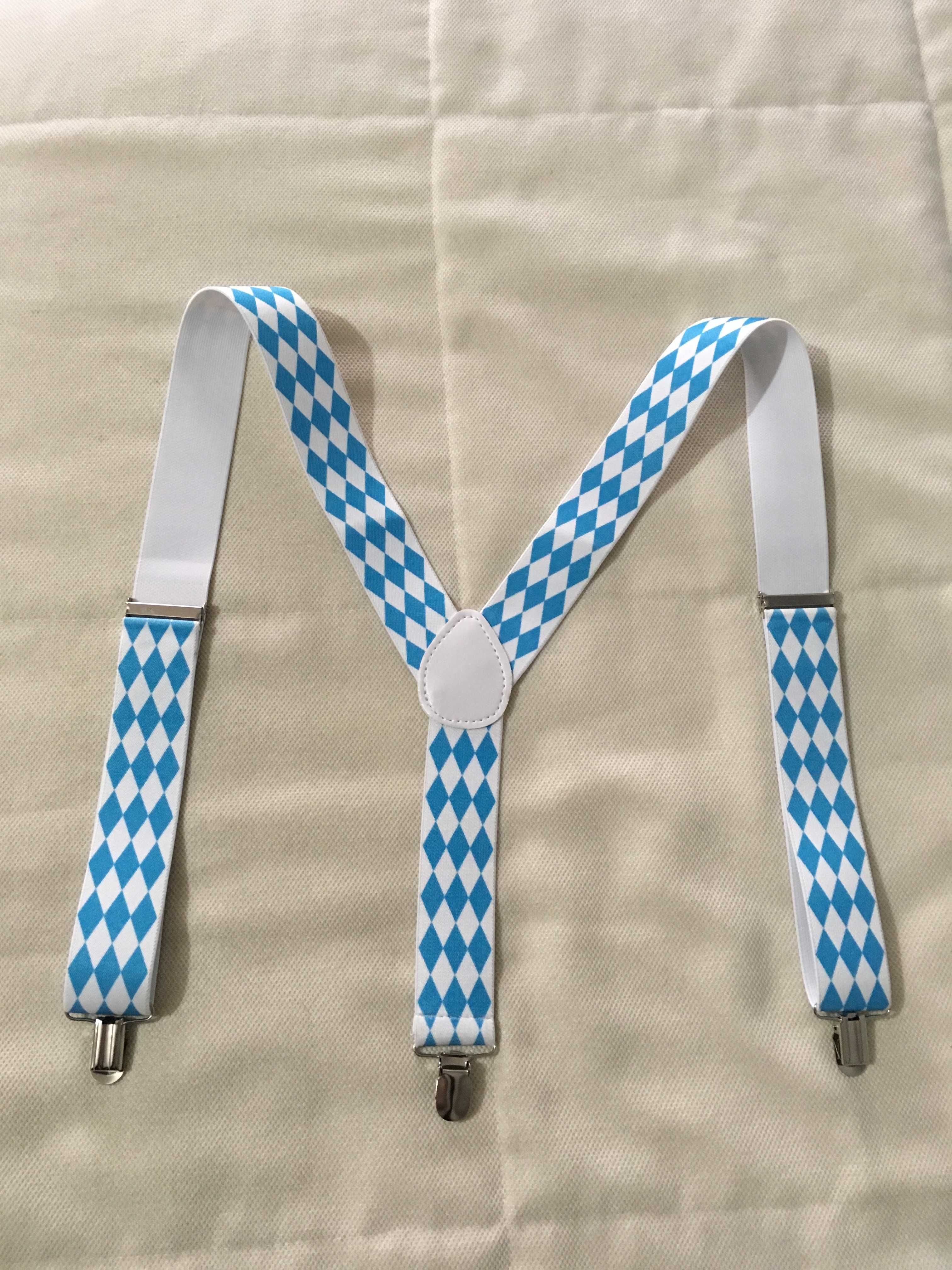 Suspensórios Azuis e Brancos Oktoberfest NOVOS