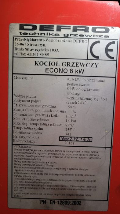 Części pieca Defro 8kw / części kotła