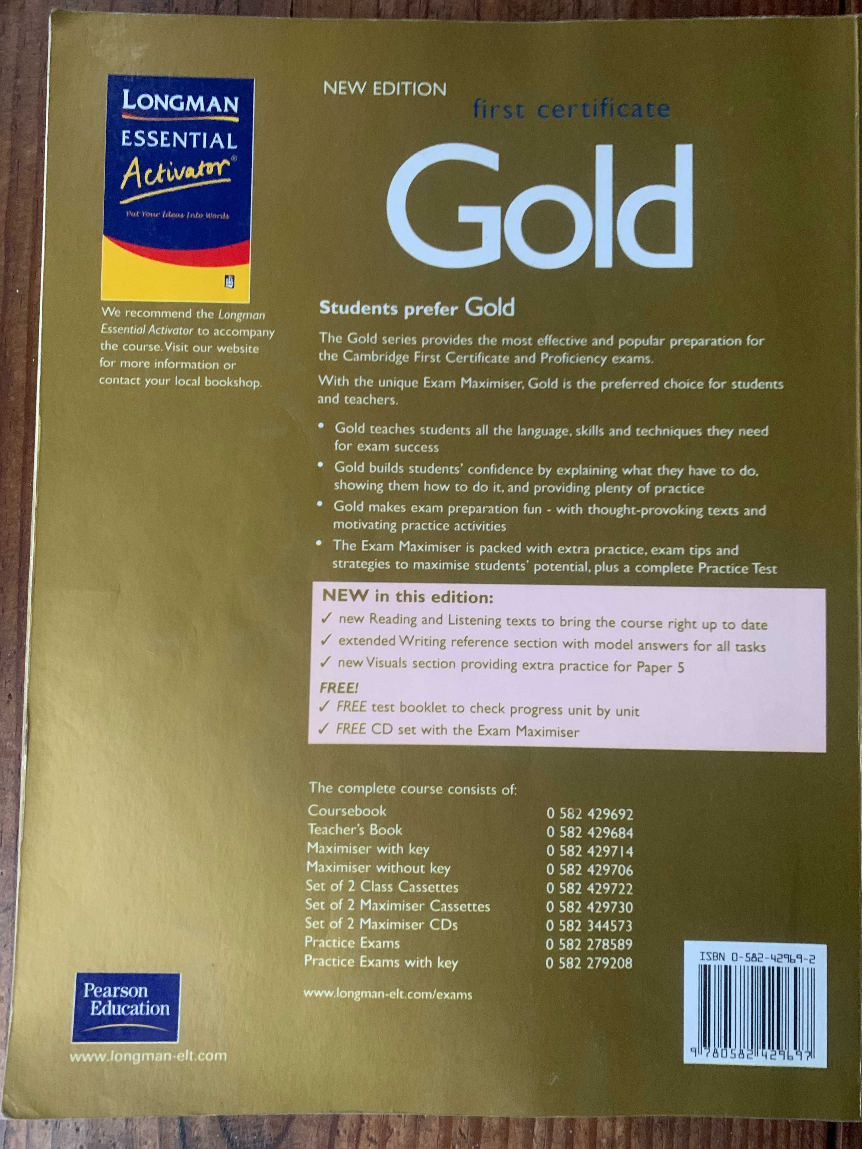 First Certificate Gold Coursebook and FC Gold coursebook tests