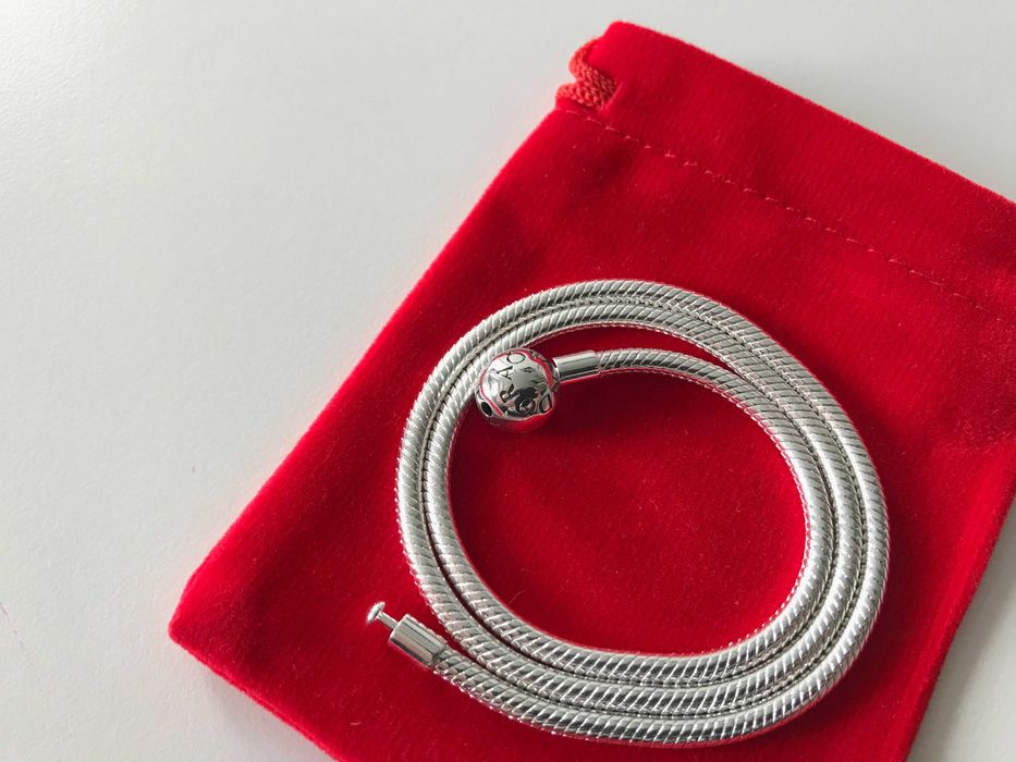 Colar Tradicional Malha Snake Pandora em Prata de Lei S925 Nova