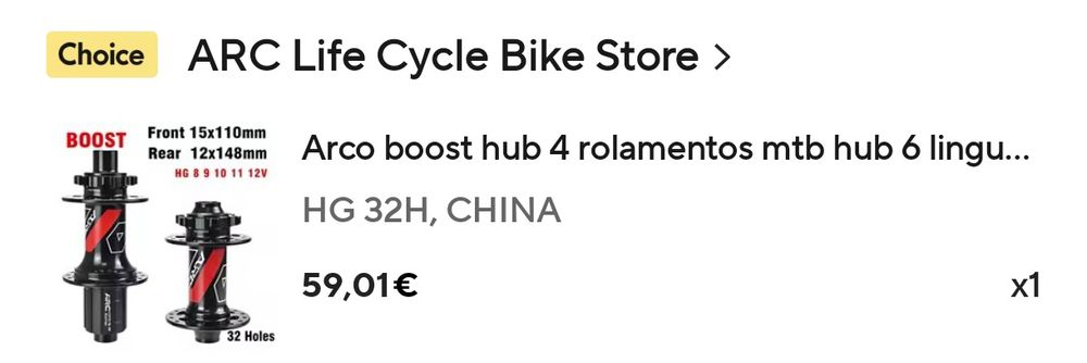 cubos BTT boost 32 raios da ARC