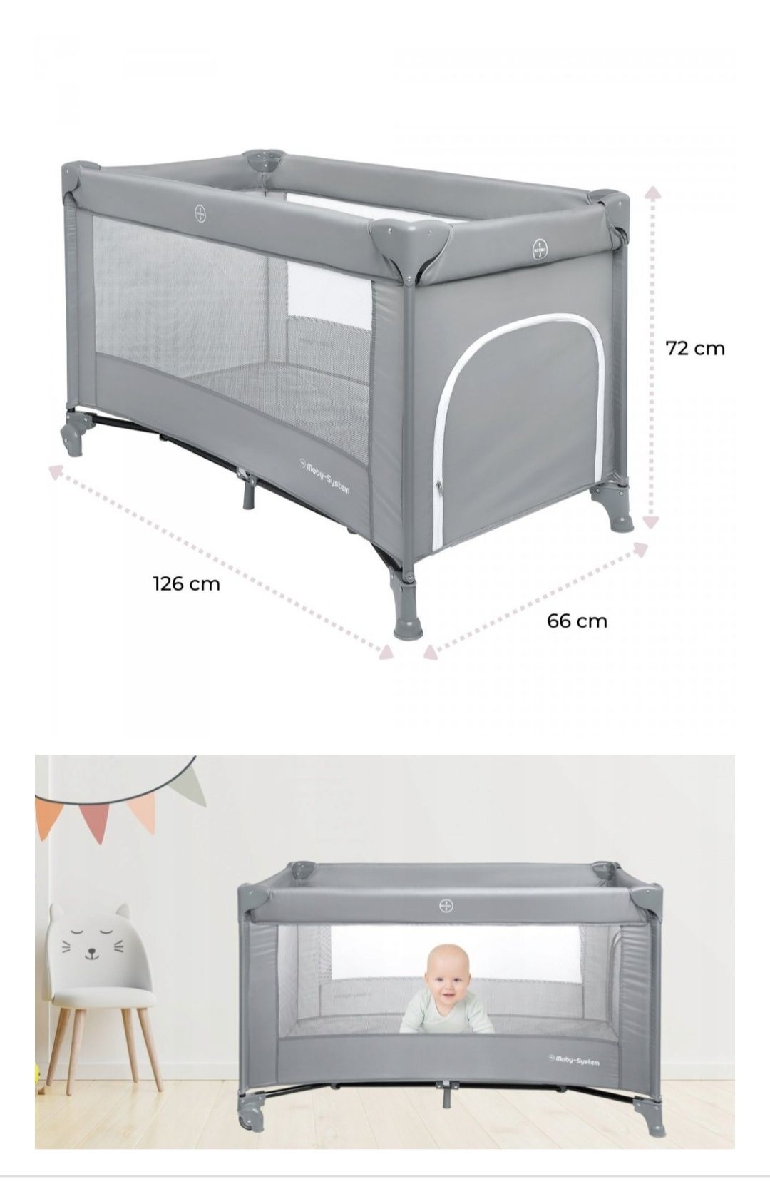 Łóżeczko turystyczne mobby system grey
