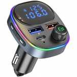 Transmiter Bluetooth FM do samochodu – szybka ładowarka USB/USB-C, AUX