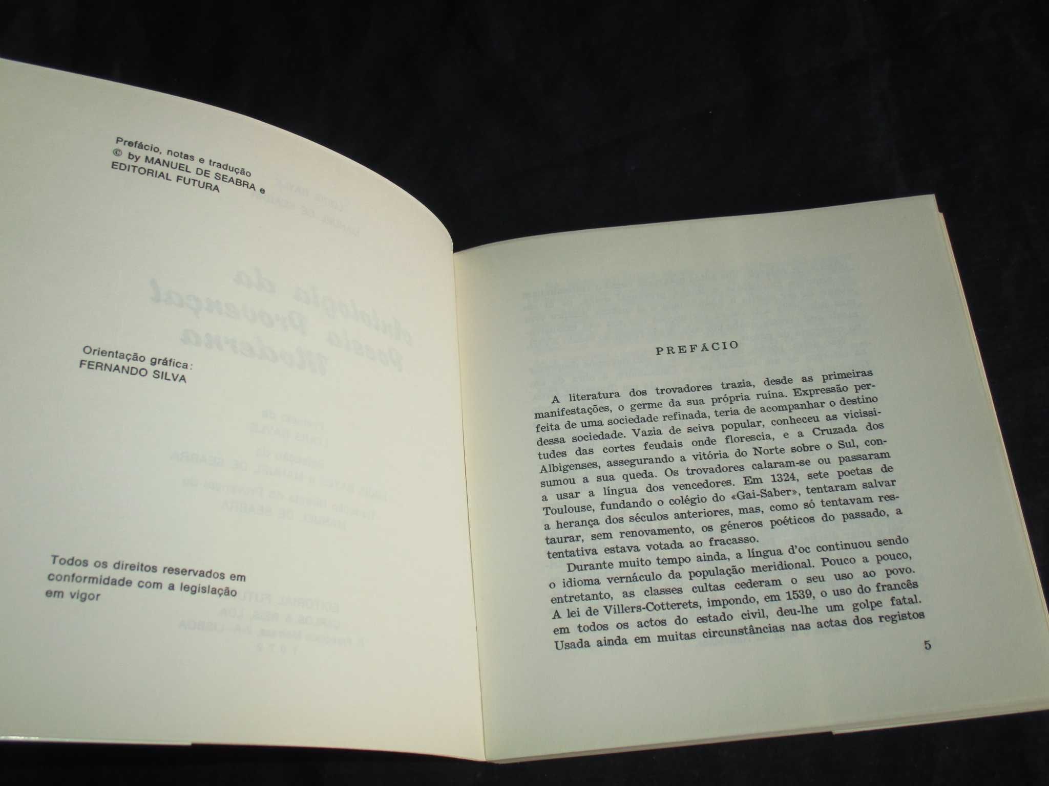 Livro Antologia da Poesia Provençal Moderna 1ª edição  Futura