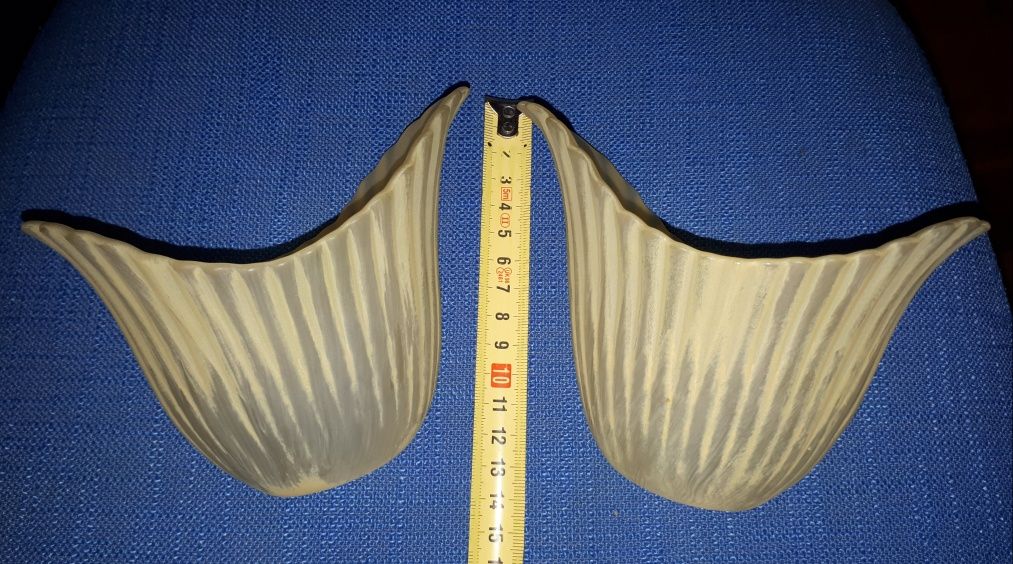 Dwa eleganckie klosze ceramiczne asymetryczne do kinkietu, lampy/ E14