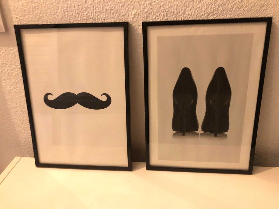 Quadros decorativos BIGODE e SAPATOS