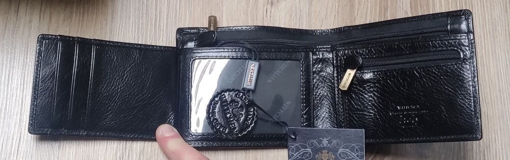 Nowy Czarny skórzany Męski portfel WITTCHEN Idealny na prezent