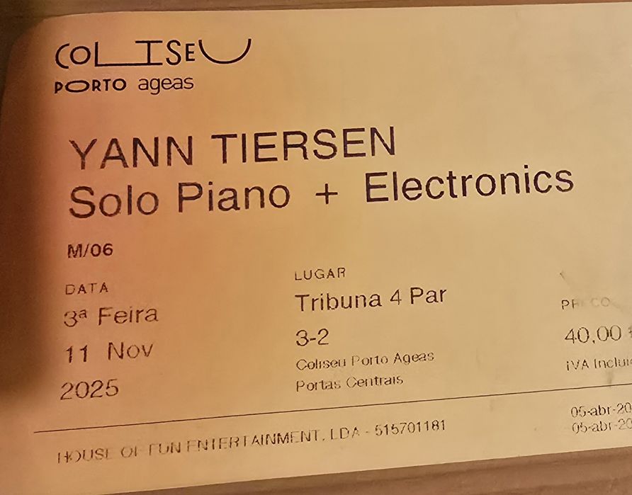 Yann Tiersen tribuna Coliseu Porto