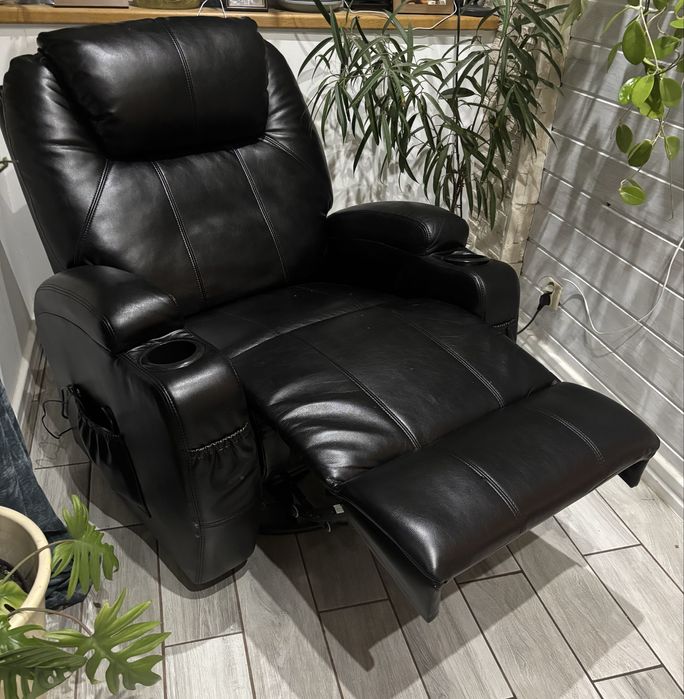 Fotel skórzany z funkcją masażu