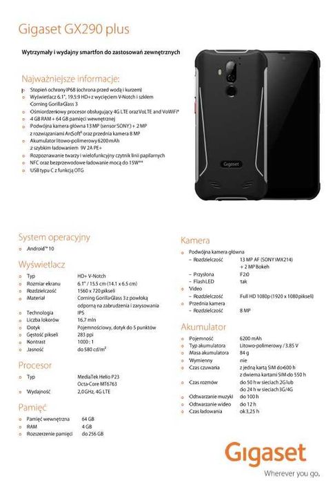 Wzmocniony i wodoszczelny smartfon