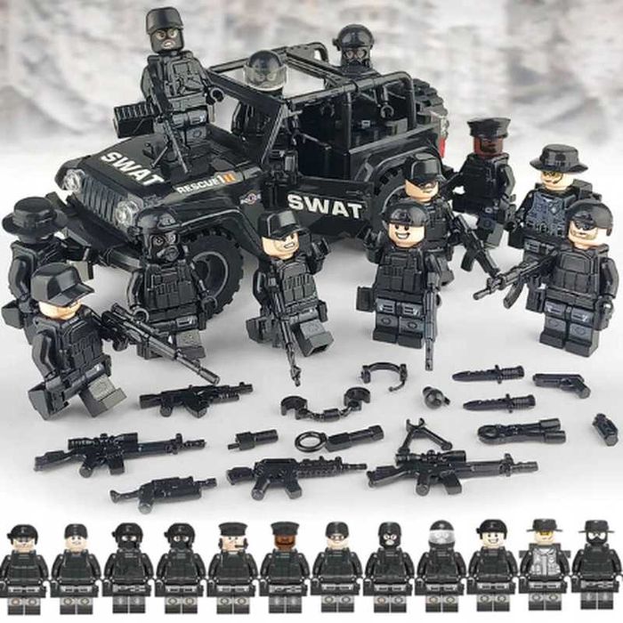 Wojsko SWAT samochód jeep + 12 figurek.