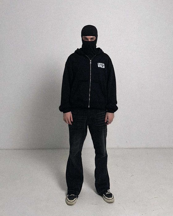 Худі CRYSTAL WRLD Distressed Zip-Hoodie (2025 Streetwear)
