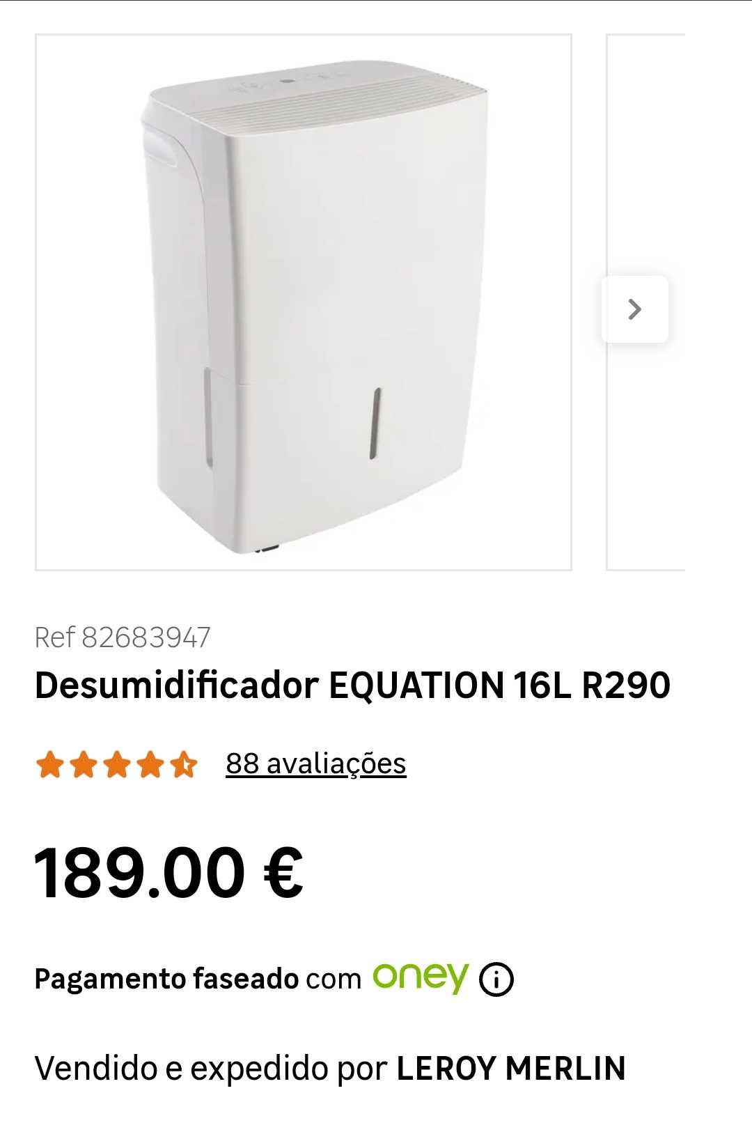 Desumidificador EQUATION (Leroy Merlin) 16L R290