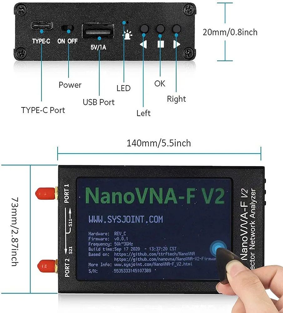 NanoVNA-F V2 Antenna Analyzer, 4.3 Inch NanoVNA V2 Vector Network