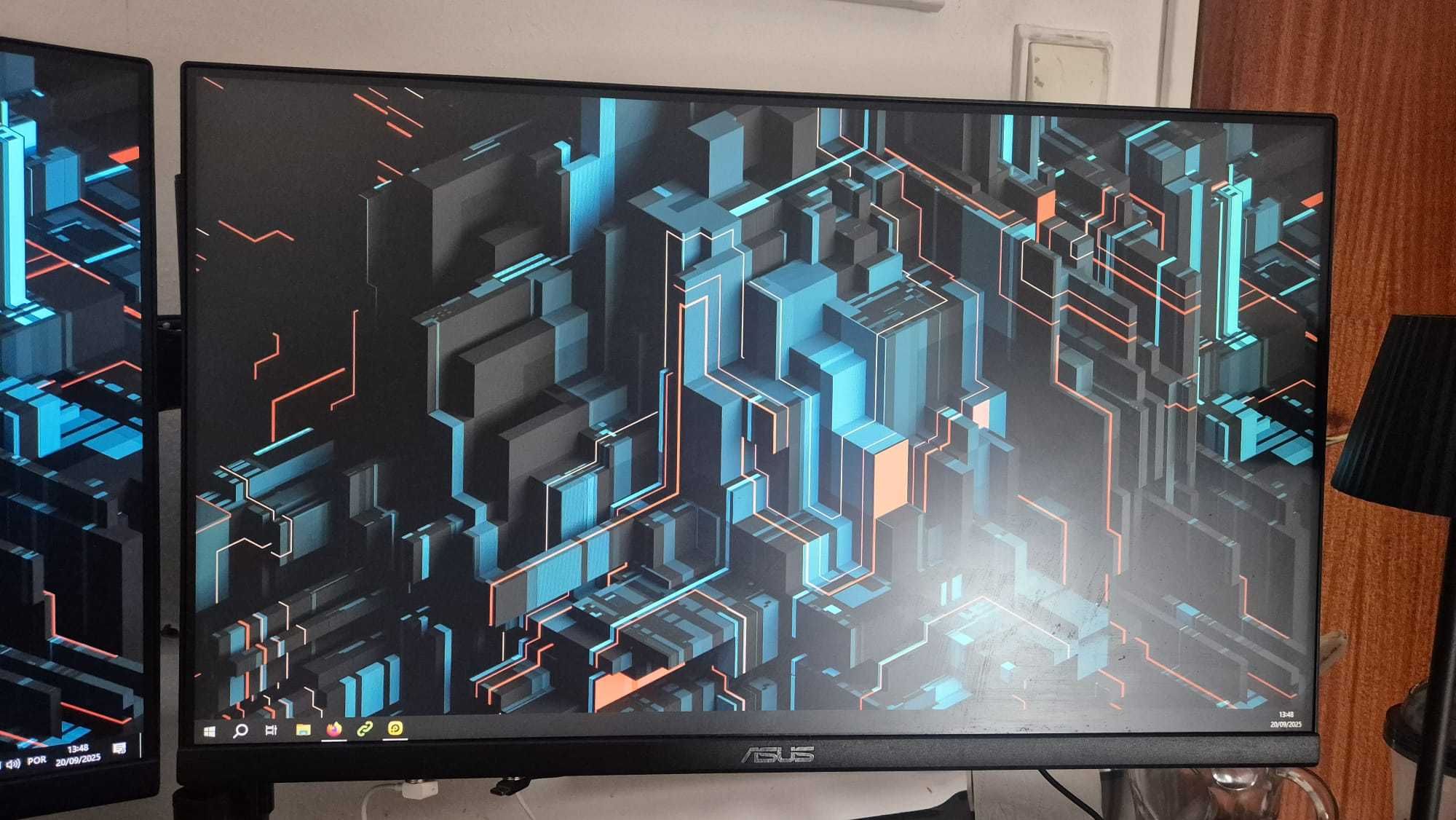 2 Monitores 27" + Suporte mesa para 2 monitores