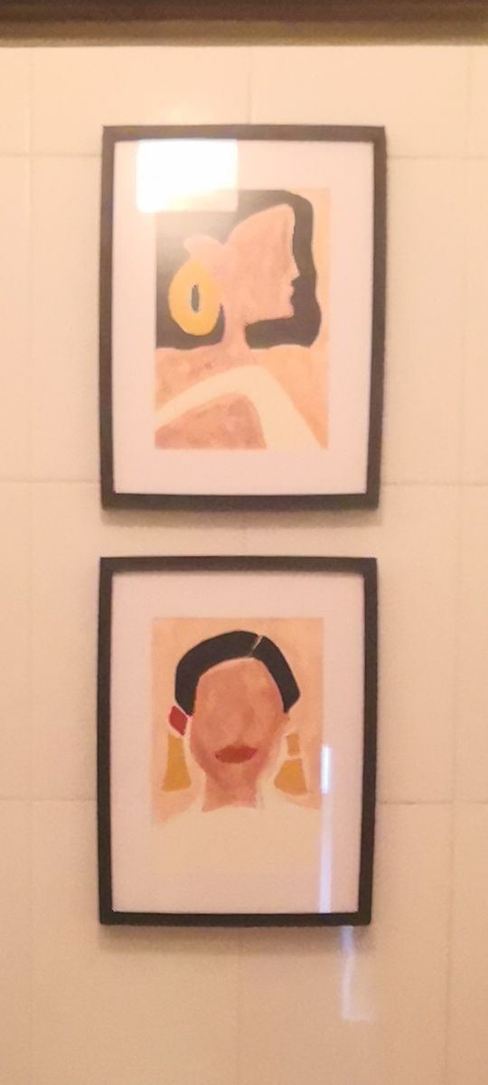 Conjunto de 2 pinturas com moldura
