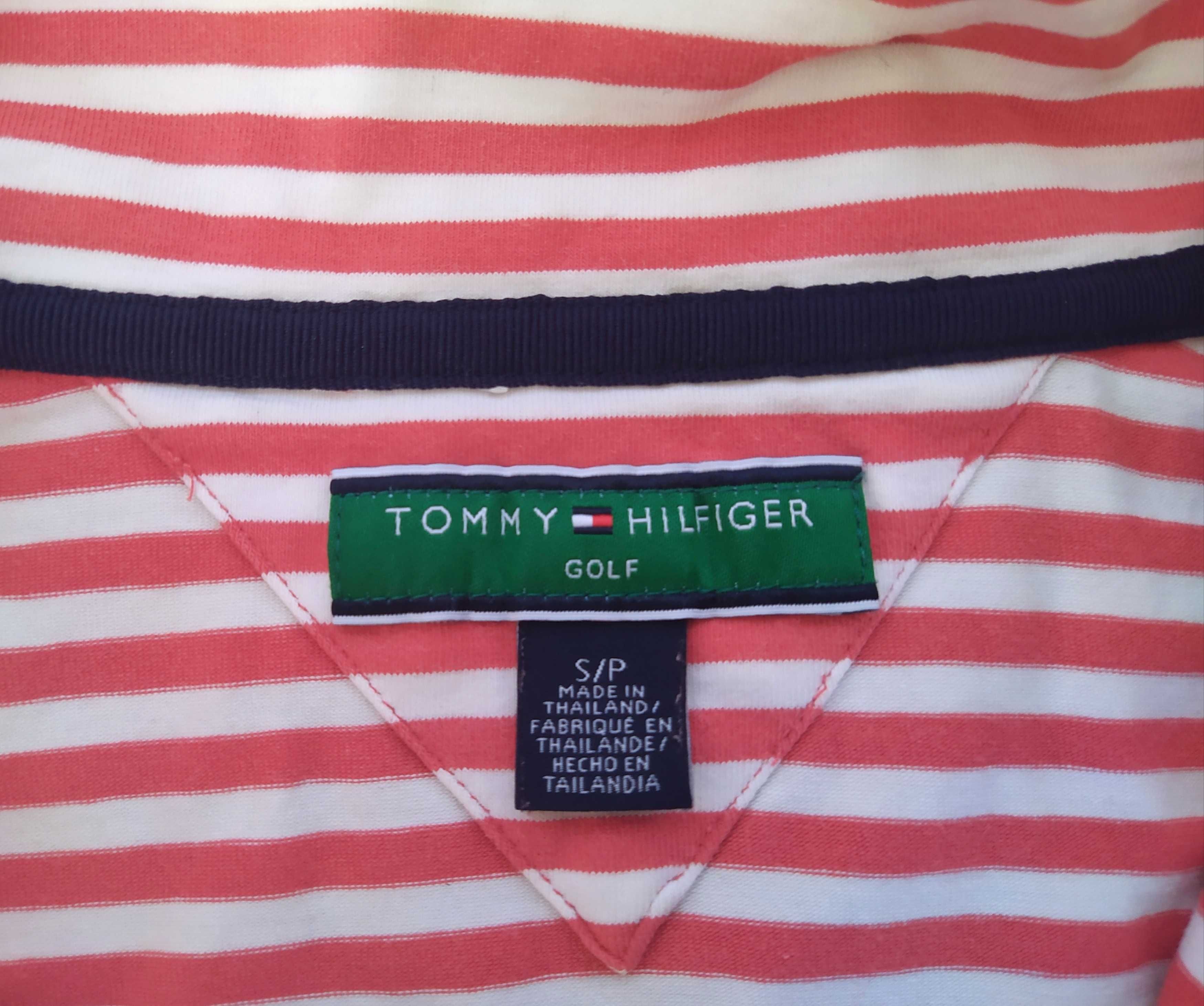 Bluzka Tommy Hilfiger Golf biało czerwona paski roz. S