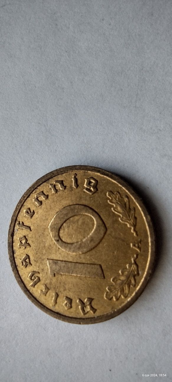 Moneta 10 pfennig 10 Reichspfennig 1939 Niemcy III Rzesza
