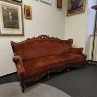 Sofa bogato rzeźbiona w bardzo dobrym stanie początek XX wieku