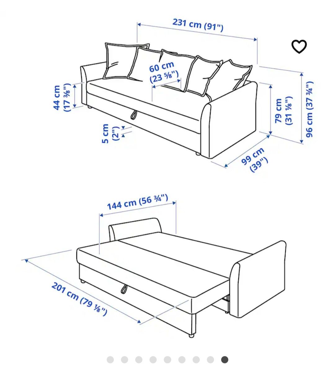 Sofá cama 3 lugares azul