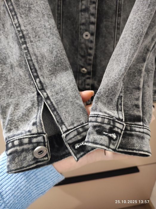 Куртка джинсова для хлопчика, темно- сірого кольору, зріст 146/152