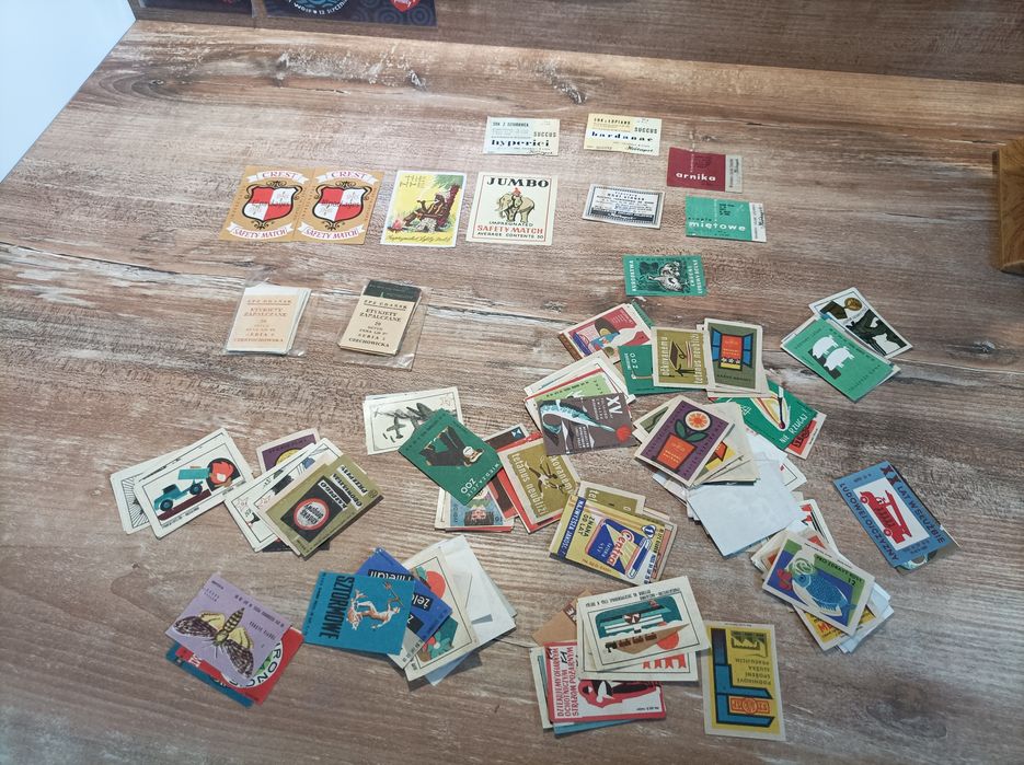 Duża kolekcja. Etykiety zapałczane, zapałki, Herbapol itp.