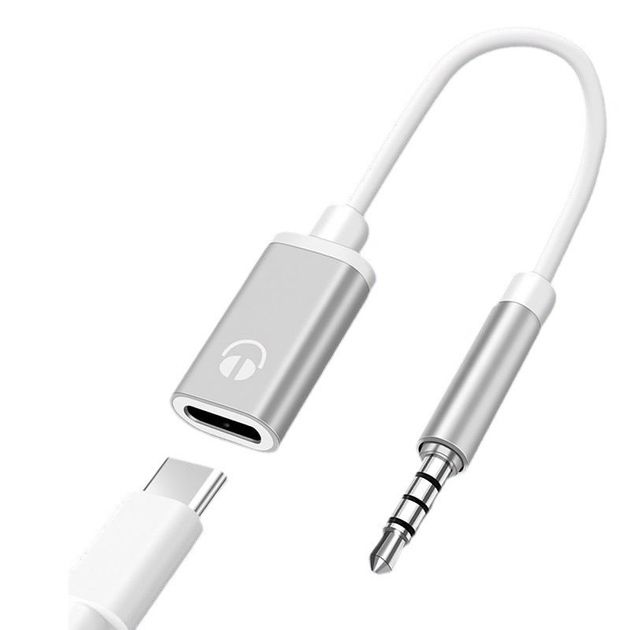 Перехідник адаптер аудіо для навушників AUX 3.5mm - Type C Gray