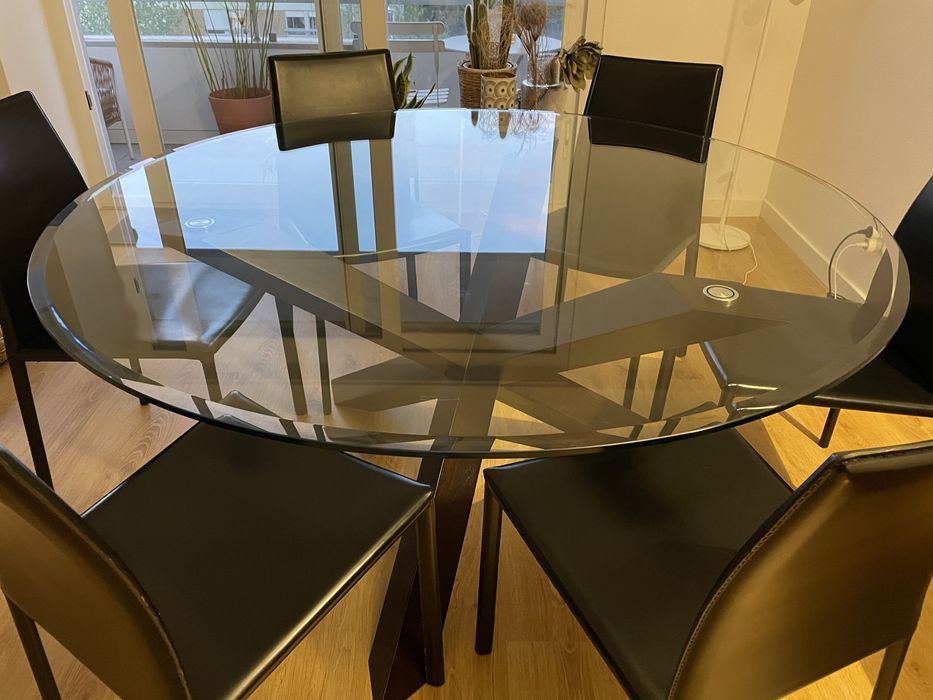 Mesa de refeicões de vidro redonda da Area