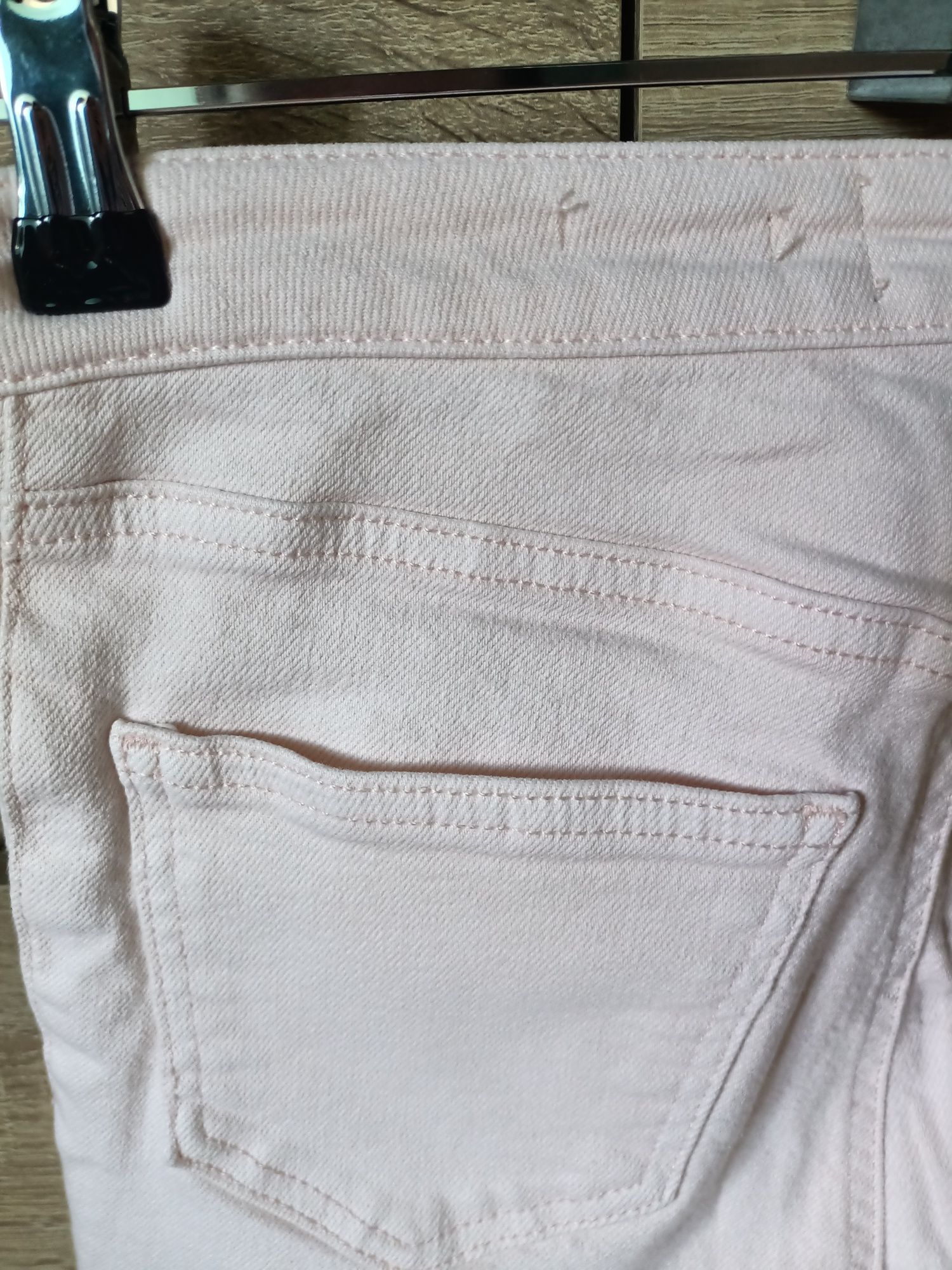 Spodnie jeansy skinny pastelowy róż elastyczne S/M 36/38 wysoki stan