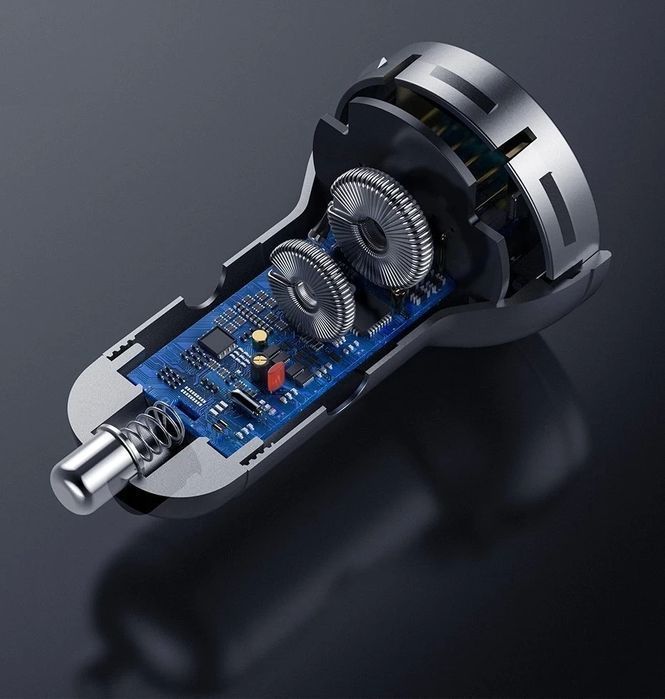 Baseus ładowarka samochodowa 2x USB 4,8A 24W z LCD + kabel 3w1 USB -