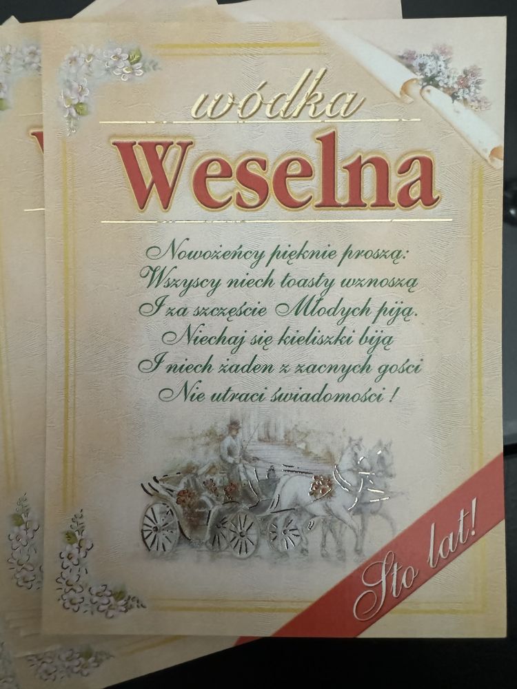 Naklejki na wódke weselna