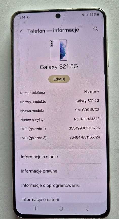 Samsung S21 5G / 256GB  BIAŁY
