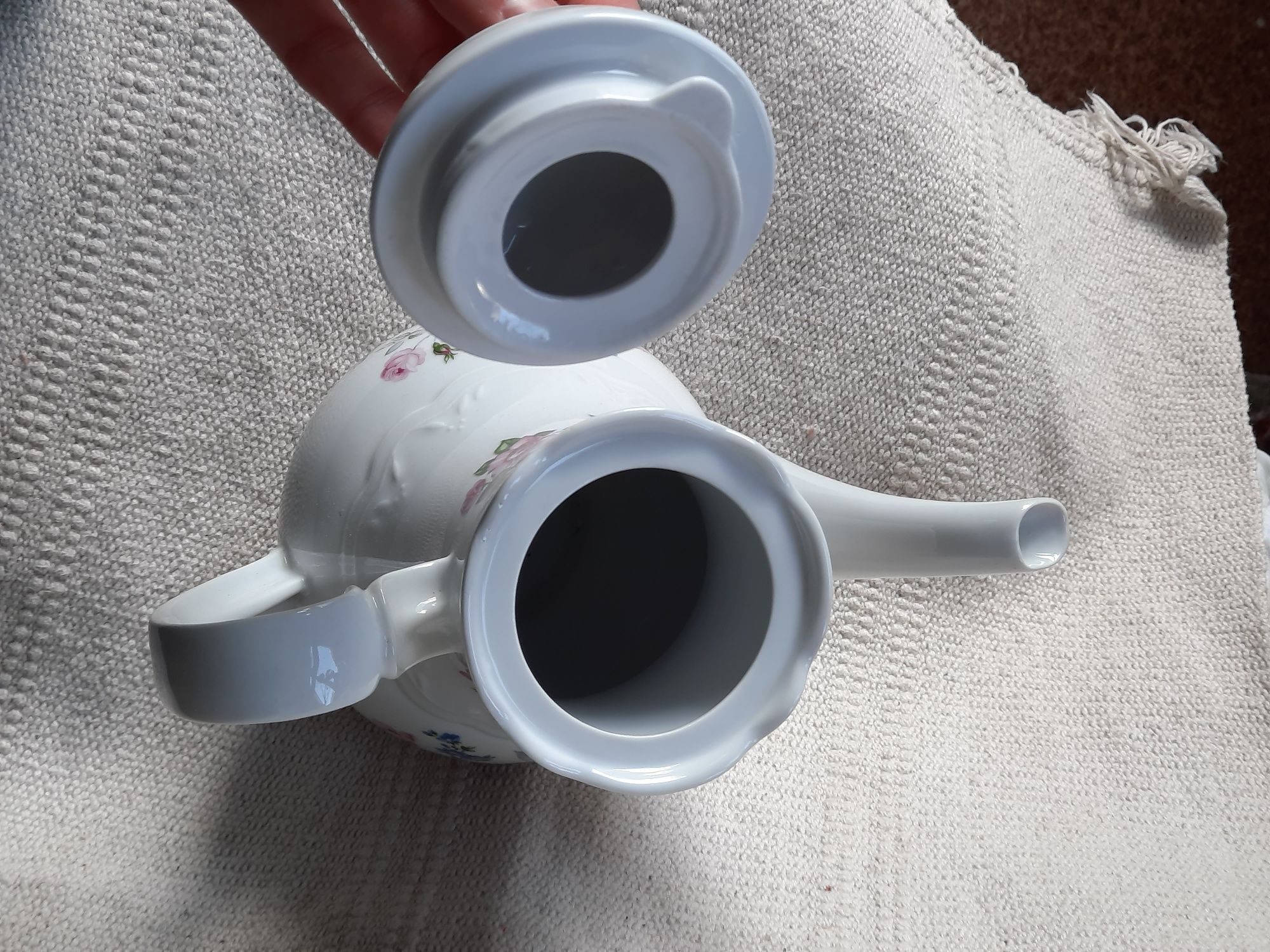 Dzbanek kahla kwiaty porcelana biała okrągły niemcy unikat kawa herbat