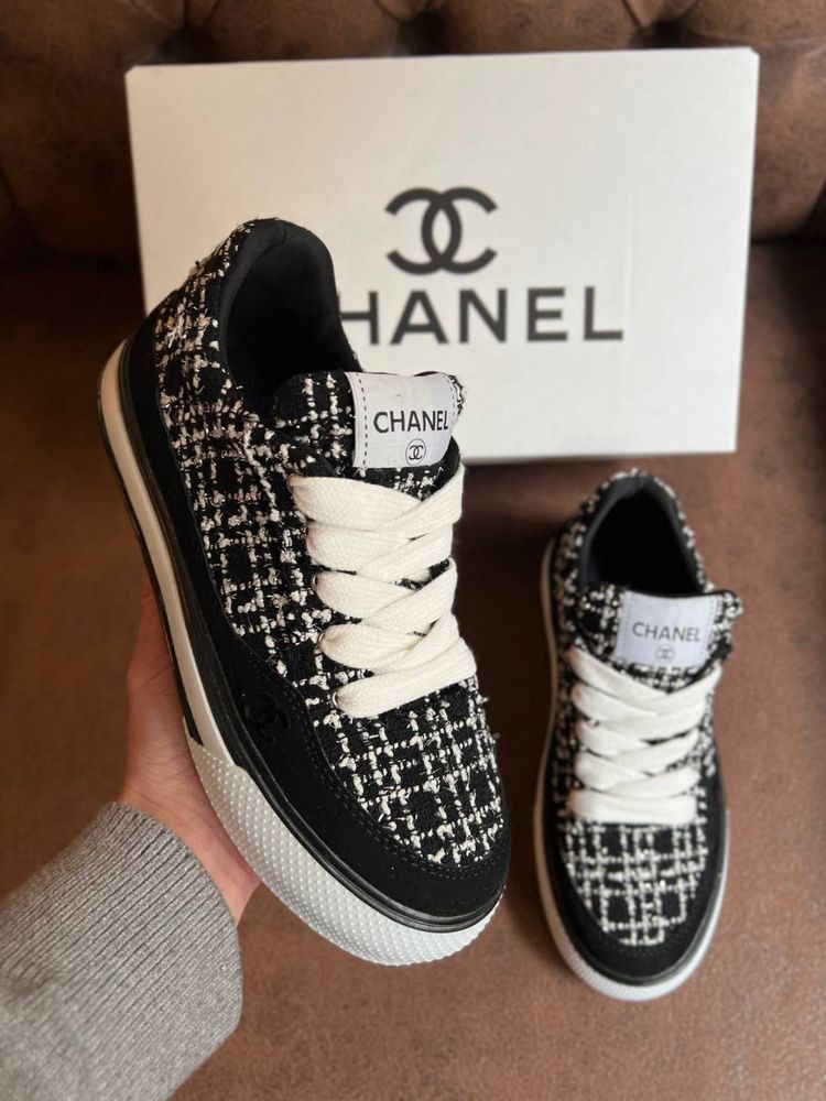 Кеди жіночі чорні Chanel кросівки Шанель женские черные